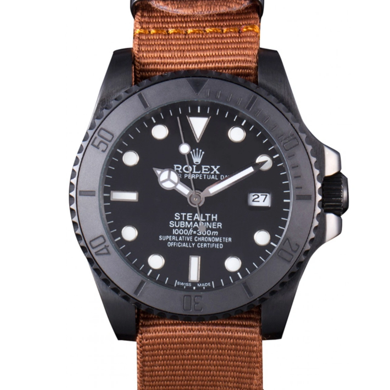 MiroTime 1013 Rolex Submariner STEALTH MK IV Brown Fabric Band rl426 621388